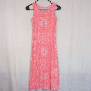 One Step Up Girl's Neon Pink White Mandala Print Sleeveless Maxi Dress Size Med